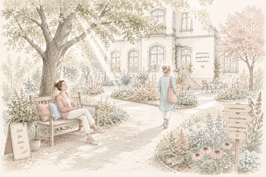 Illustration: Parkanlage hinter dem Haus
